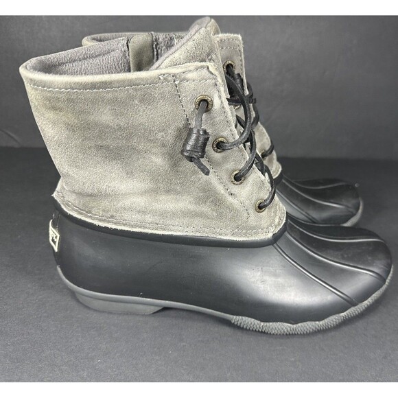 Sperry Saltwater Duck Boots Black Gray Women's Size 8.5 - Picture 2 of 10